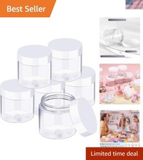 6 Pack 32 oz Plastic Jars Containers with Lids Wide-mouth Refillable Leakproo...