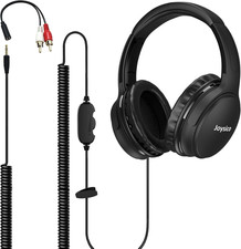19.5Ft / 6M Extra Long Cord Headphones for TV PC with Volume Control, Spring Coi