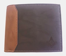 Freemason Leatherette Bifold Wallet Masonic Compass Wallet Gray