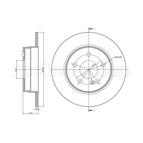 Metelli 2X Bremsscheibe Hinten Ø278Mm Voll FüR Mercedes-Benz C-Klasse W204 S204-image