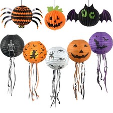 Decorazioni 8 Pezzi Carta Lanterne Decorative Halloween per Casa e Giardino