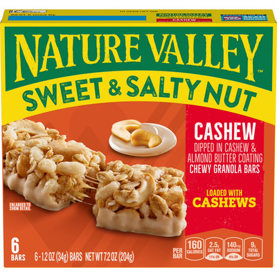Nature Valley Sweet and Salty Nut Granola Bars Cashew 6 Bars 7.2 oz