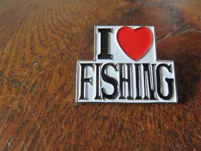 ICH LIEBE ANGELN ANSTECKNADEL ABZEICHEN FISCHE, FISCHER, TRAWLER, FISH AND CHIPS