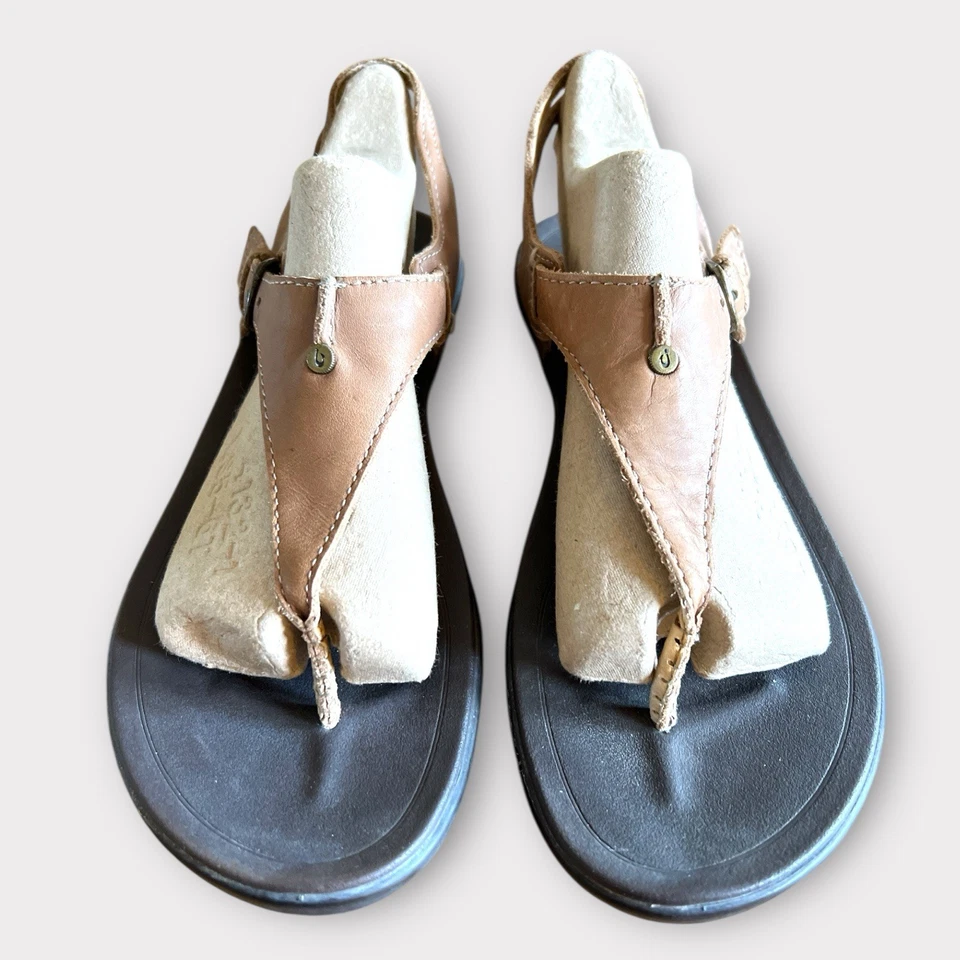OluKai Eheu Women’s T-Strap Sandal Brown Leather Buckle Toe Post Ankle Strap 8 - Image 4 of 4