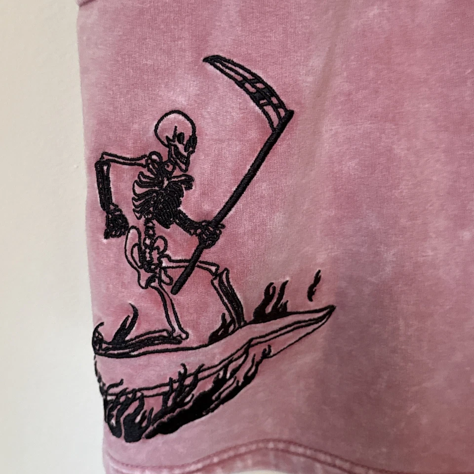 Torrid LoveSick Shortfall French Terry Surf Mauve Wash Pink Overalls Size 2X - Image 2 of 4