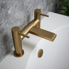 Bath Filler Tap Brushed Brass Dual Lever Deck Mounted Brass Body WRAS Bathroom