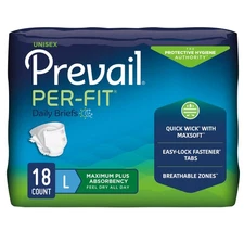 Prevail Per-Fit Adult Briefs Diapers With Tabs L Heavy Absorbency 18 Ct