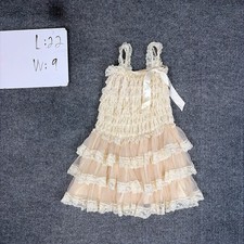 Posh Peanut Lace Ruffle Dress XXL Beige Ivory Tiered Beige / Ivory Polyester