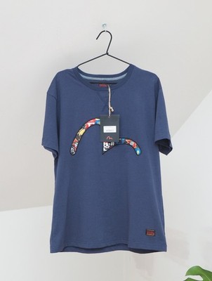 Evisu New! Men's Navy Blue Cotton Fancy Applique Seagull Tee Shirt Size XL