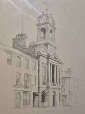 Disegno a matita firmato Andrew Jameson municipio di Kendal 1985 incorniciato