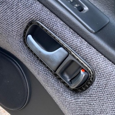 2Pcs Real Carbon Fiber Interior Door Handle Cover Trim For Nissan