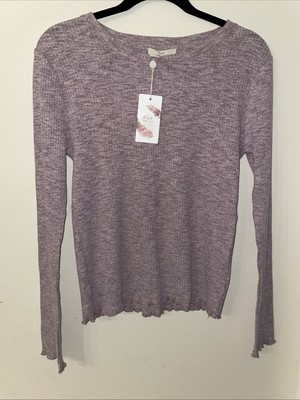 New Chelsea And Violet Ballerina Long Sleeve Purple Shirt  Sz Large