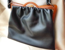 FABULOUS Art Deco Style Bakelite Frame Hand Bag Purse, Vintage Leather Style