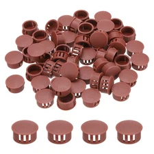 64Pcs 18mm Red Brown Nylon Plastic Round Locking Hole Plugs Insert End Caps