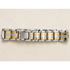 Mens Magnetic Therapy Bracelet Two Tone Stainless Steel Arthritis Pain Relief