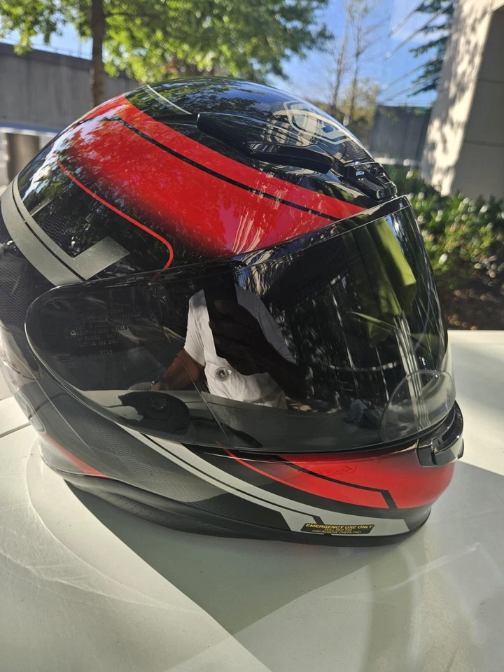 Shoei RF-1200 Motorcycle Red Helmet With CWR-1 Tinted & Clear Visor Size Medium - Image 2 of 4