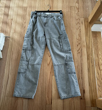 PacSun Men s Gray Denim Cargo Pants Baggy Str...