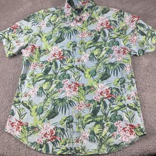 Ralph Lauren Shirt Mens XL Hawaiian Floral Short Sleeve Button Front Tropical