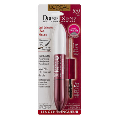 2 Pack L'Oreal Paris Double Extend Beauty Tubes Lash Extension Washable Masca...
