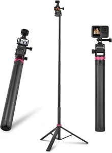 80In Pocket 3 4 Selfie Stick Tripod for Gopro Action Camera, Extendable Stand