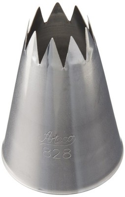 Ateco # 828 - Open Star Pastry Tip .63'' Opening Diameter- large, Silver