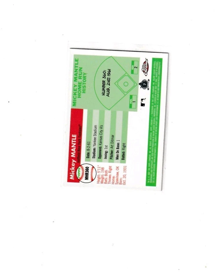 2008 #mhr360 Mickey Mantle NM+ Condition Combined Shipping Available  - Image 2 of 2