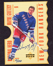 1996 UPPER DECK NATIONAL HERO #NH1 WAYNE GRETZKY AUTO JUMBO DIE-CUT CARD /250