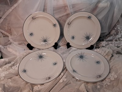 Easterling China Bavaria Celestial Pattern Atomic Starburst 8'' Plate Set Of 4