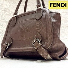 FENDI Selleria Romano Equestrian Leather Handbag Bronze Authentic Used FromJapan