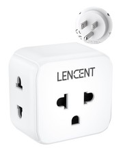 LENCENT EU to US Plug Adapter, European USA Outlet 3AC 0USB 1Pack, white