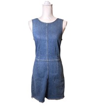 Reformation Jeans Zinnia Dress Denim Romper Blue Sleeveless Zip Back Size 4