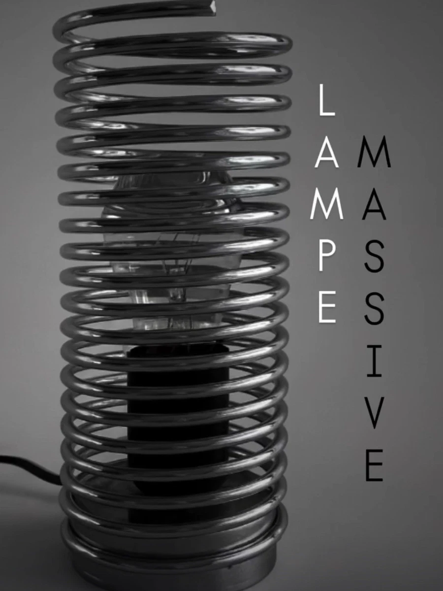 Lampe De Table Vintage Années 70 – Style Space Age – Ressorts Boudin Argentés