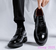 Fashion Men's Faux Leather Lace Up Carved Brogue Dress Business Prom Party Shoes