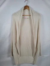 HR2 Holt Renfrew Open Knit Cardigan Sweater Women’s M Cream Acrylic Cotton