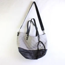 Jessica Simpson Gray and Black Faux Leather PVC Crossbody Shoulder Bag