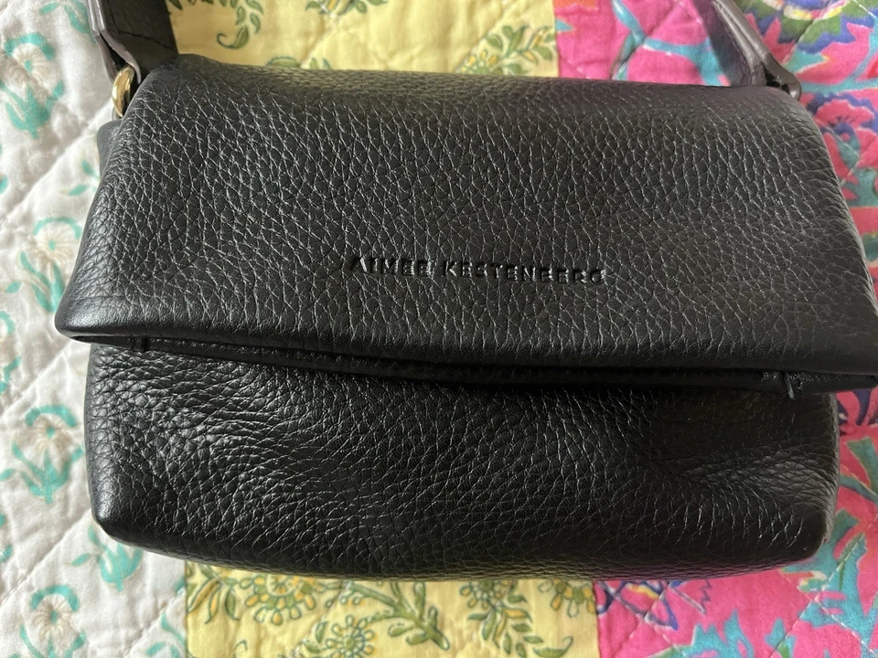 Bolso Bandolera Aimee Kestenberg Cuero Guijarro Cartera Doble Entrada Negro Foto 2 de 4