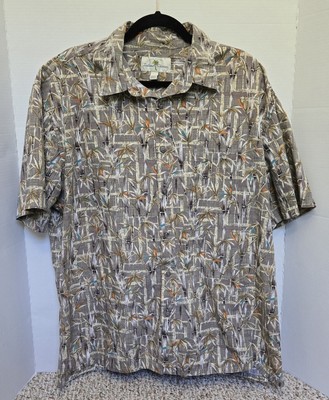 ISLAND SHORES Hawaiian  Button Down Shirt  Bamboo  - Mens Size XL