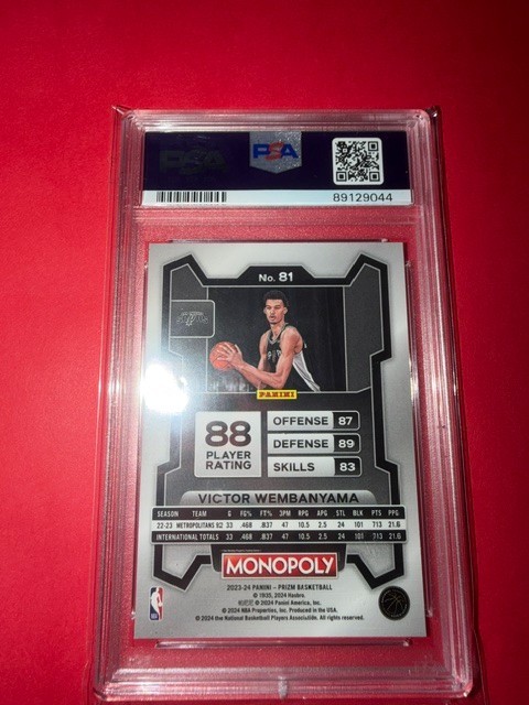 2023 Prizm Monopoly Victor Wembanyama #81 Rookie RC PSA 10 GEM MINT view 4