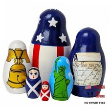 Independence Day Nesting Dolls Set 6 pcs - Russian Dolls with Symbols of