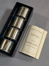 Kirk Stieff Modern & Colonial Pewter Napkin Rings Set Of 4 In Box