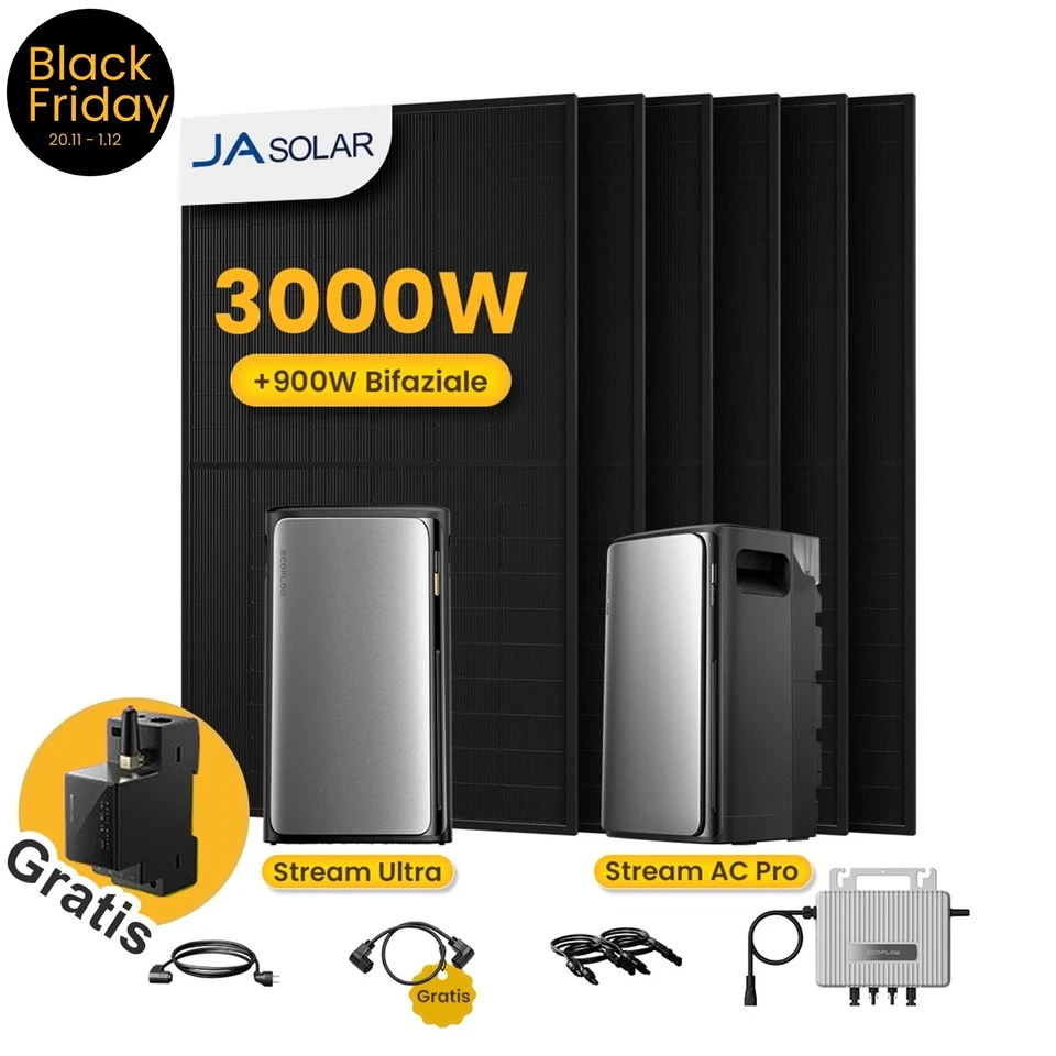 3000W Balkonkraftwerk mit Speicher, ECOFLOW Stream Ultra 5,76kWh Solarspeicher