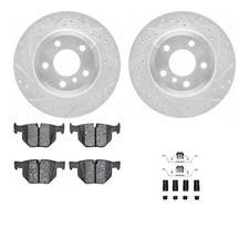 For BMW X5 07-18 Drilled & Slotted Rear Brake Kit w Semi-Metalic Pads