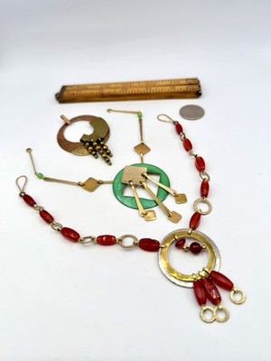 Vintage Handmade Hammered Brass Findings Unfinished Necklaces Salvage DbG E