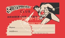 SUPERMAN - TIM CLUB 1948 MEMBERSHIP CARD - VINTAGE REPRINT