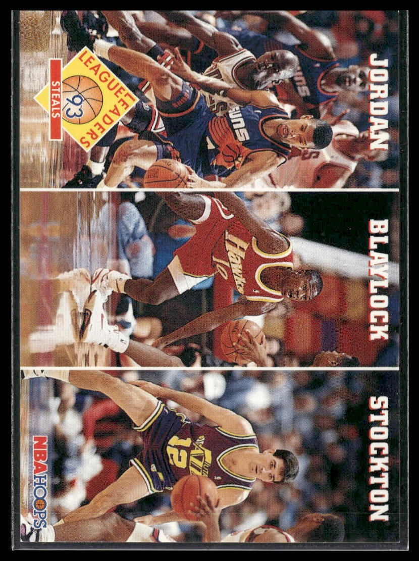 1993-94 Hoops #289 Steals (Michael Jordan / Mookie Blaylock / John Stockton)
