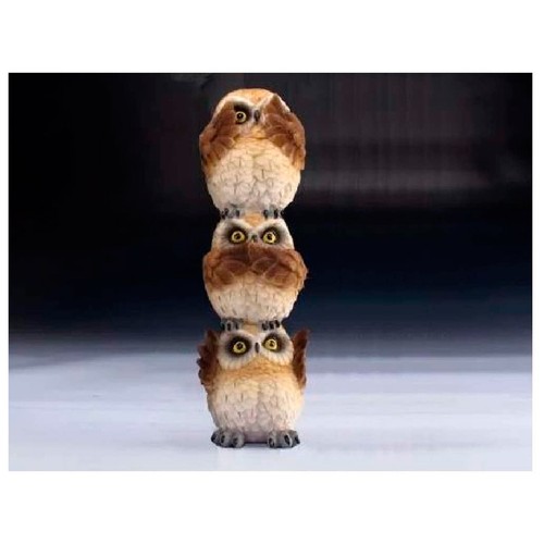 See Speak Hear No Evil Wise Brown Owls Stack Halloween Forest Home Decor Gift