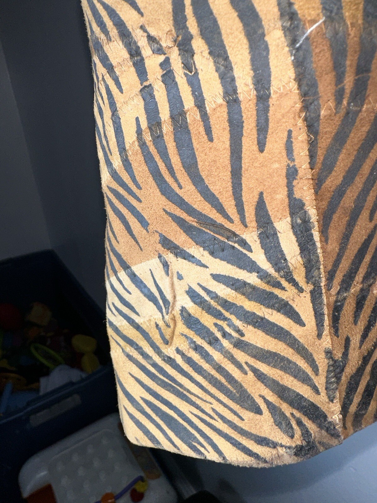 Vintage Suede Jacket, Tiger Strip Patchwork ADVAN… - image 11