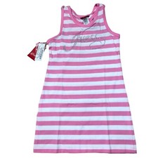 GUESS STRIPED PINK/WHITE RACER BACK DRESS LG 6X NWT