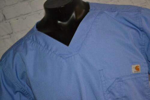 42413-a Carhartt Medical Scrubs Top Shirt Blue Size Medium Adult Mens - Picture 1 of 6