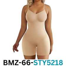SHAPERX Shapewear for Women Tummy Control Bodysuit Mid Thigh Butt Lifter, Beige